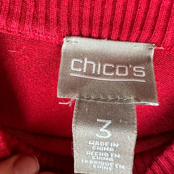 Chico's Vibrant Red Crewneck Sweater - Picture 4 of 7